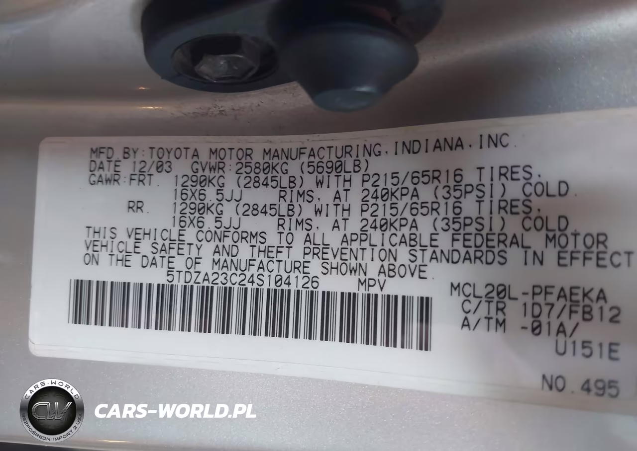 2004 Toyota Sienna Le VIN:5TDZA23C24S104126 - 9