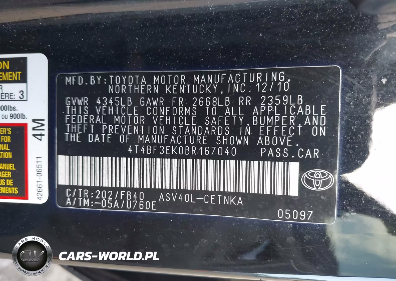 2011 Toyota Camry Le VIN:4T4BF3EK0BR167040 - 9