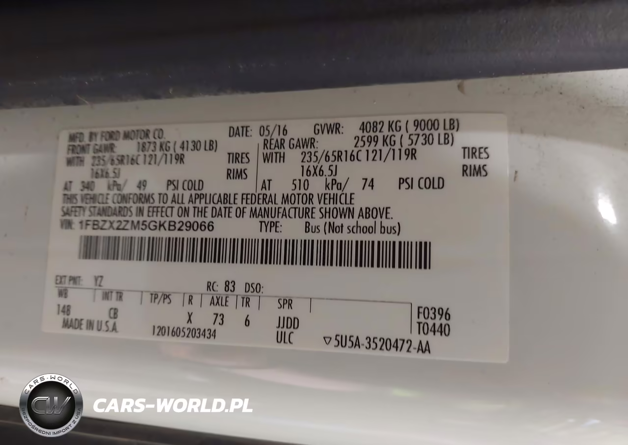 2016 Ford Transit-350 Xl VIN:1FBZX2ZM5GKB29066 - 9