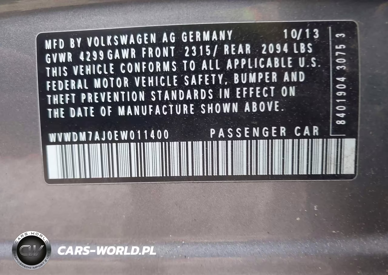 2014 Volkswagen Golf 2.0L Tdi VIN:WVWDM7AJ0EW011400 - 9