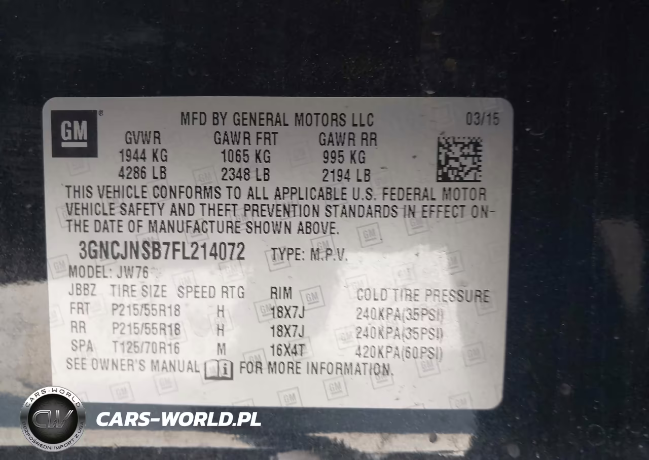 2015 Chevrolet Trax Ltz VIN:3GNCJNSB7FL214072 - 9