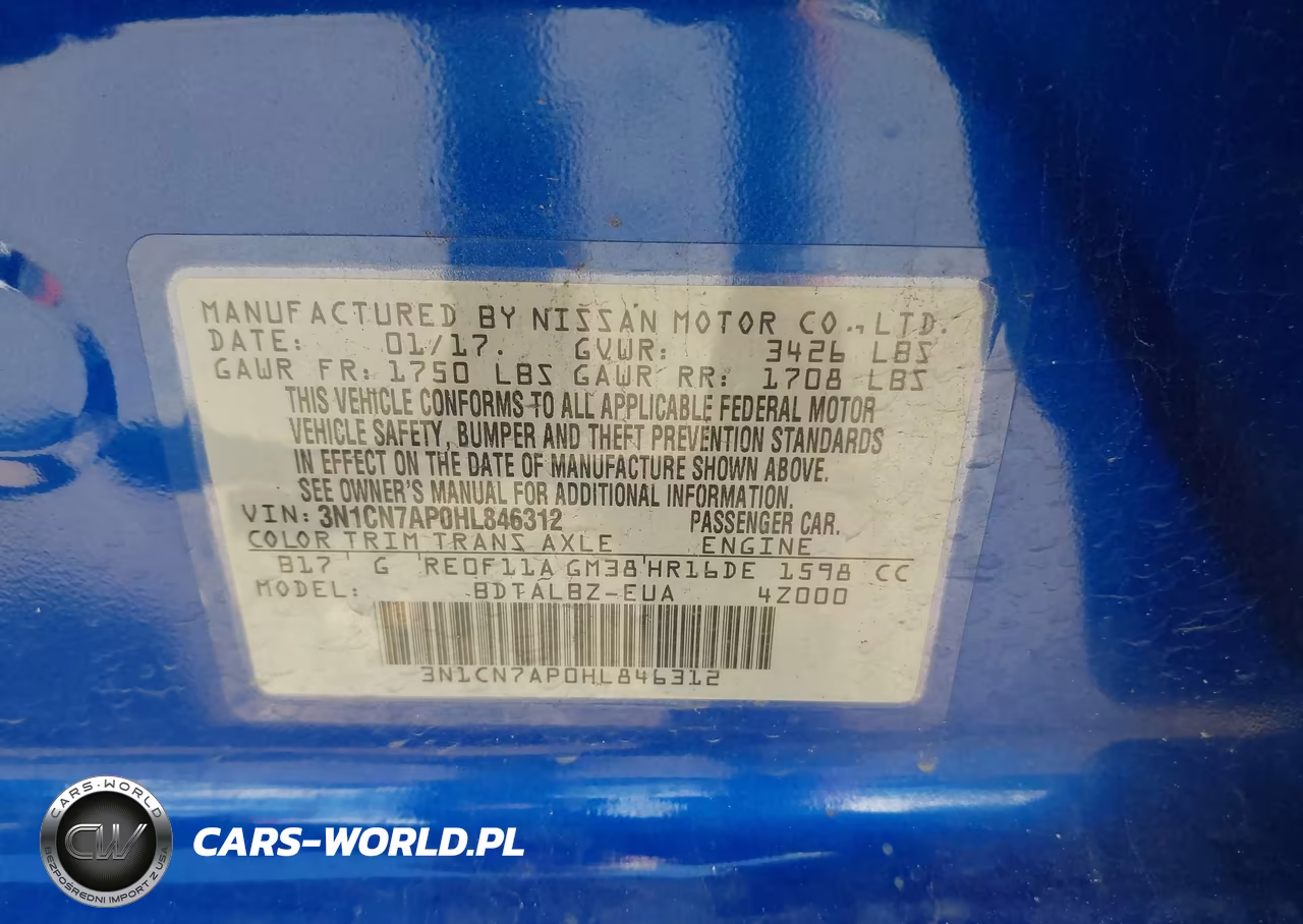 2017 Nissan Versa 1.6 Sv VIN:3N1CN7AP0HL846312 - 9