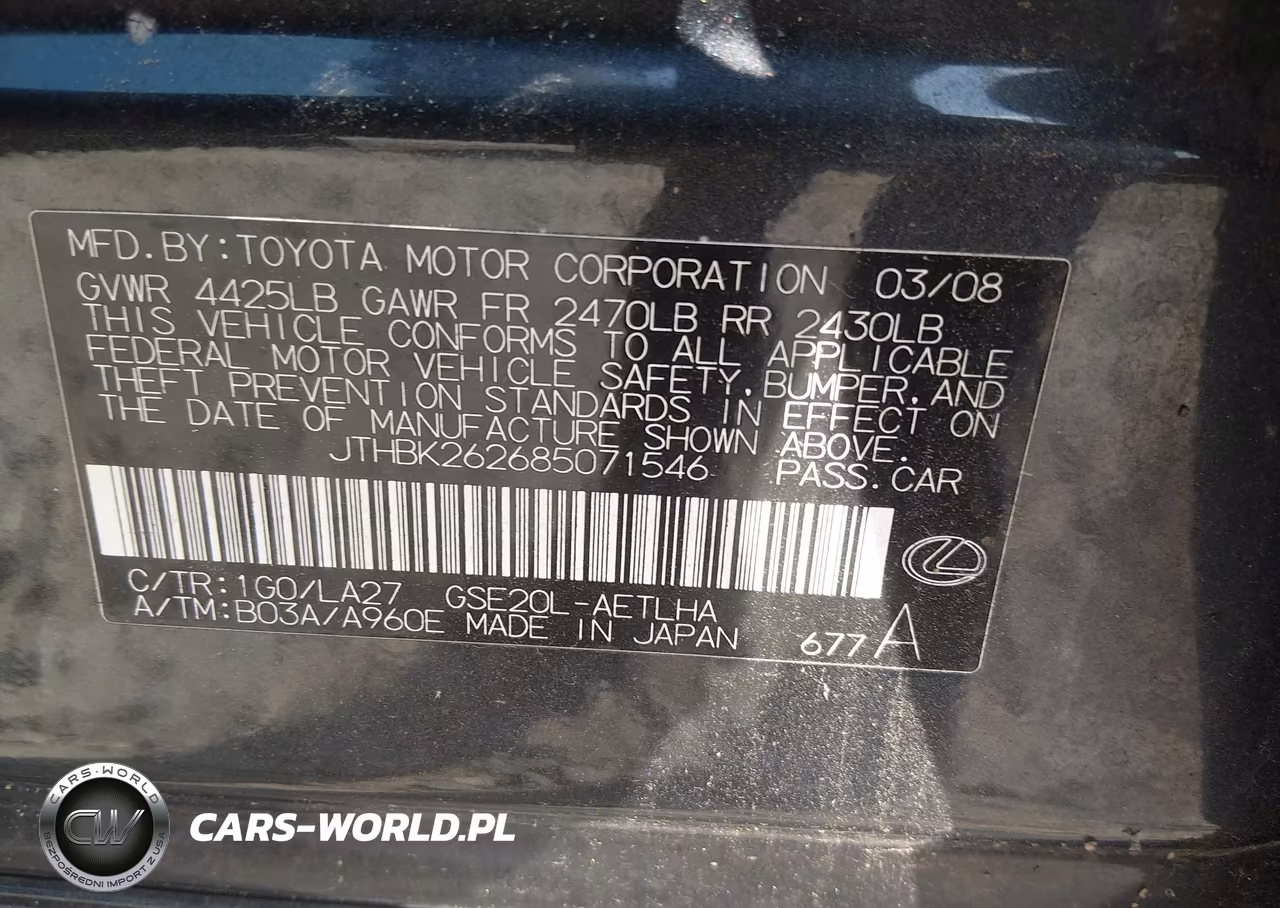 2008 Lexus Is 250 VIN:JTHBK262685071546 - 9