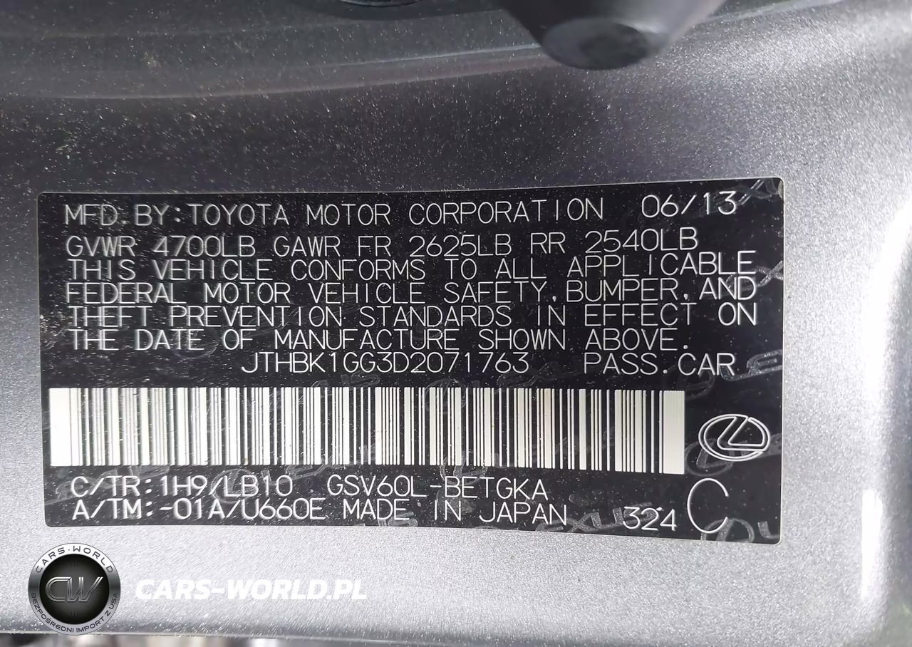 2013 Lexus Es 350 VIN:JTHBK1GG3D2071763 - 9