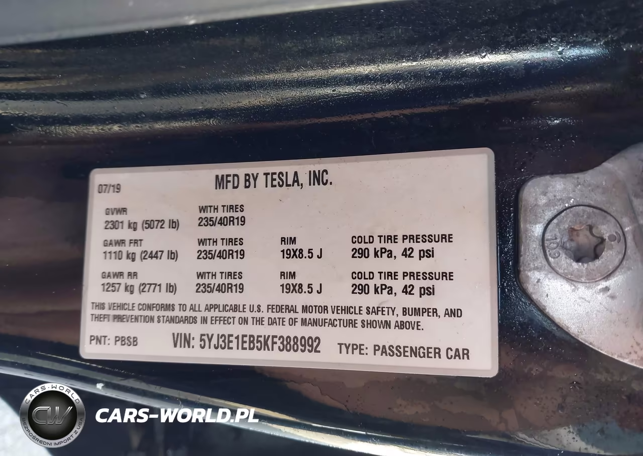 2019 Tesla Model 3 Long Range-Performance VIN:5YJ3E1EB5KF388992 - 9