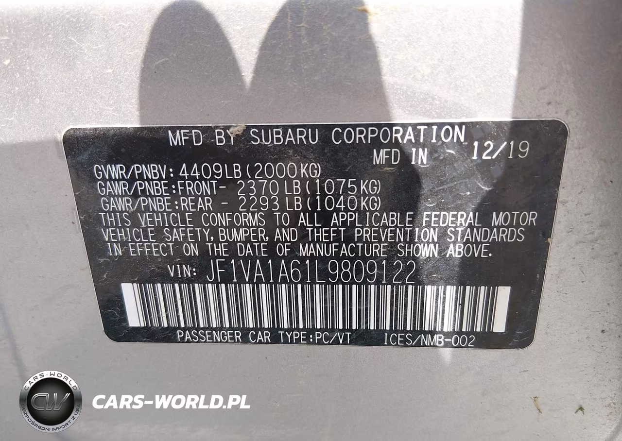 2020 Subaru Wrx VIN:JF1VA1A61L9809122 - 9