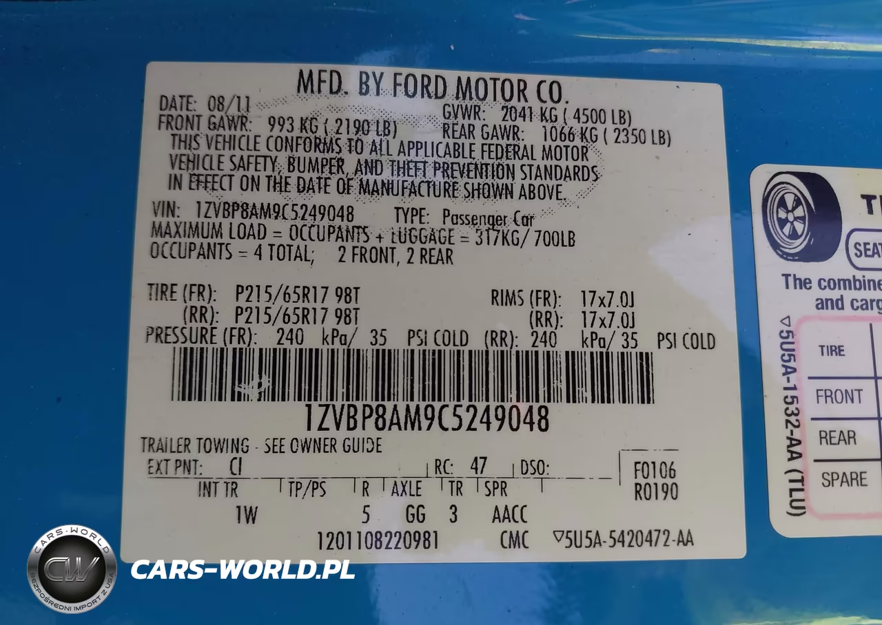 2012 Ford Mustang V6 VIN:1ZVBP8AM9C5249048 - 9