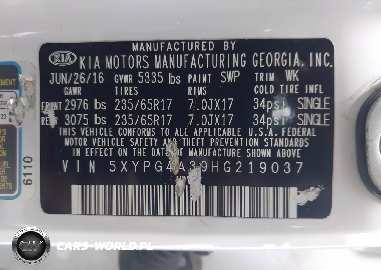 2017 Kia Sorento 2.4L Lx VIN:5XYPG4A39HG219037 - 9