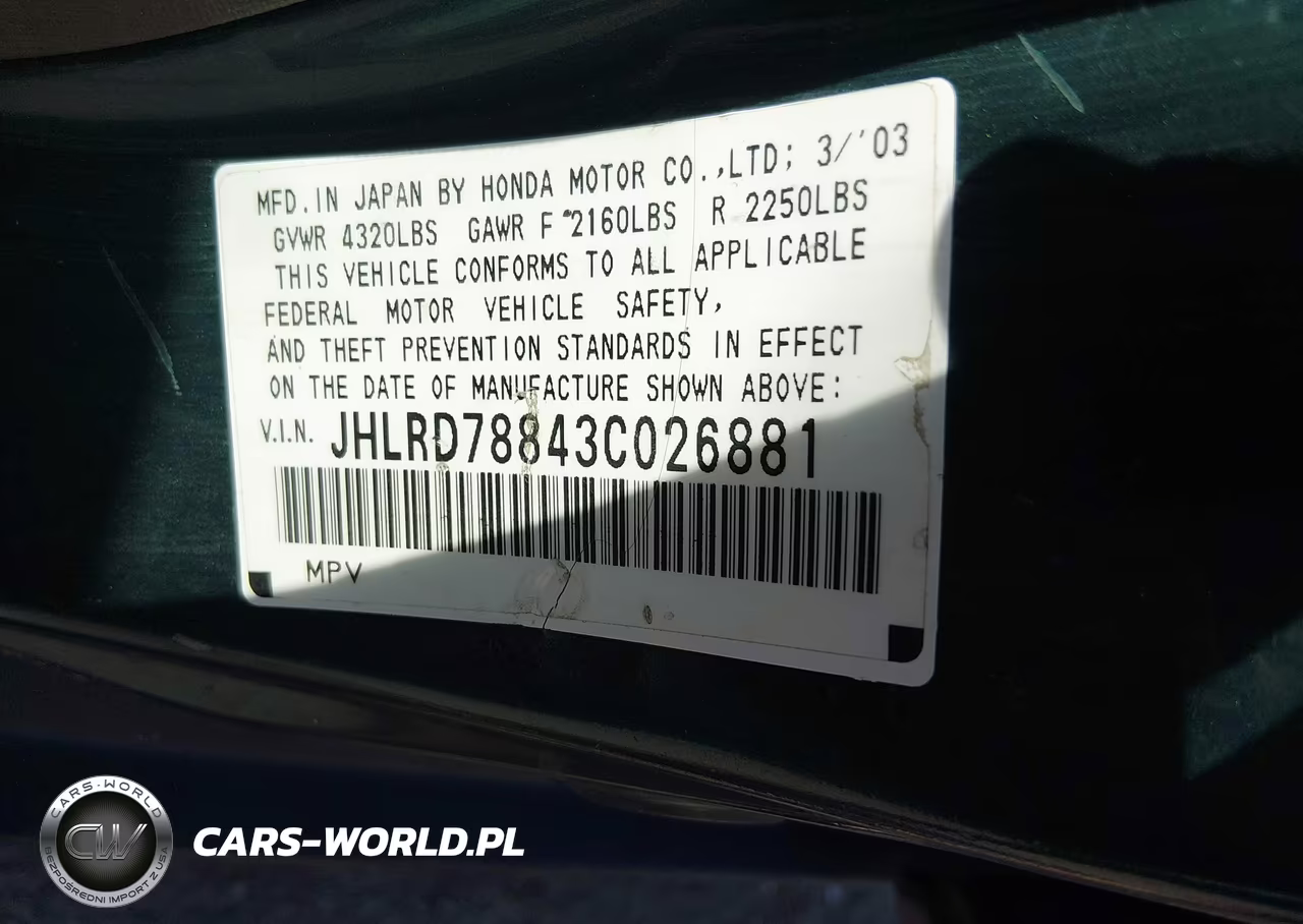 2003 Honda Cr-V Ex VIN:JHLRD78843C026881 - 9