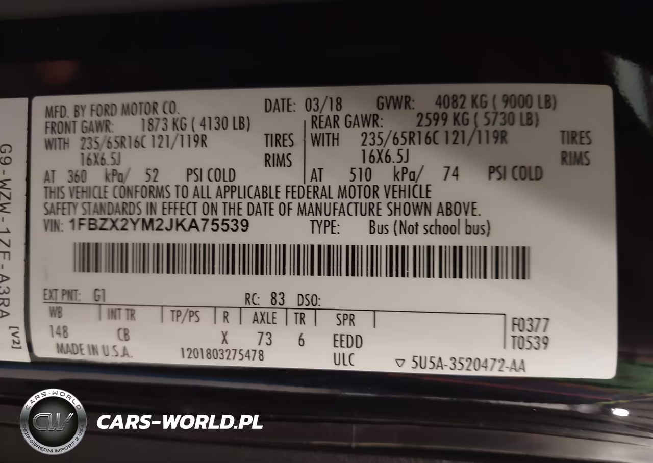 2018 Ford Transit-350 Xl VIN:1FBZX2YM2JKA75539 - 9