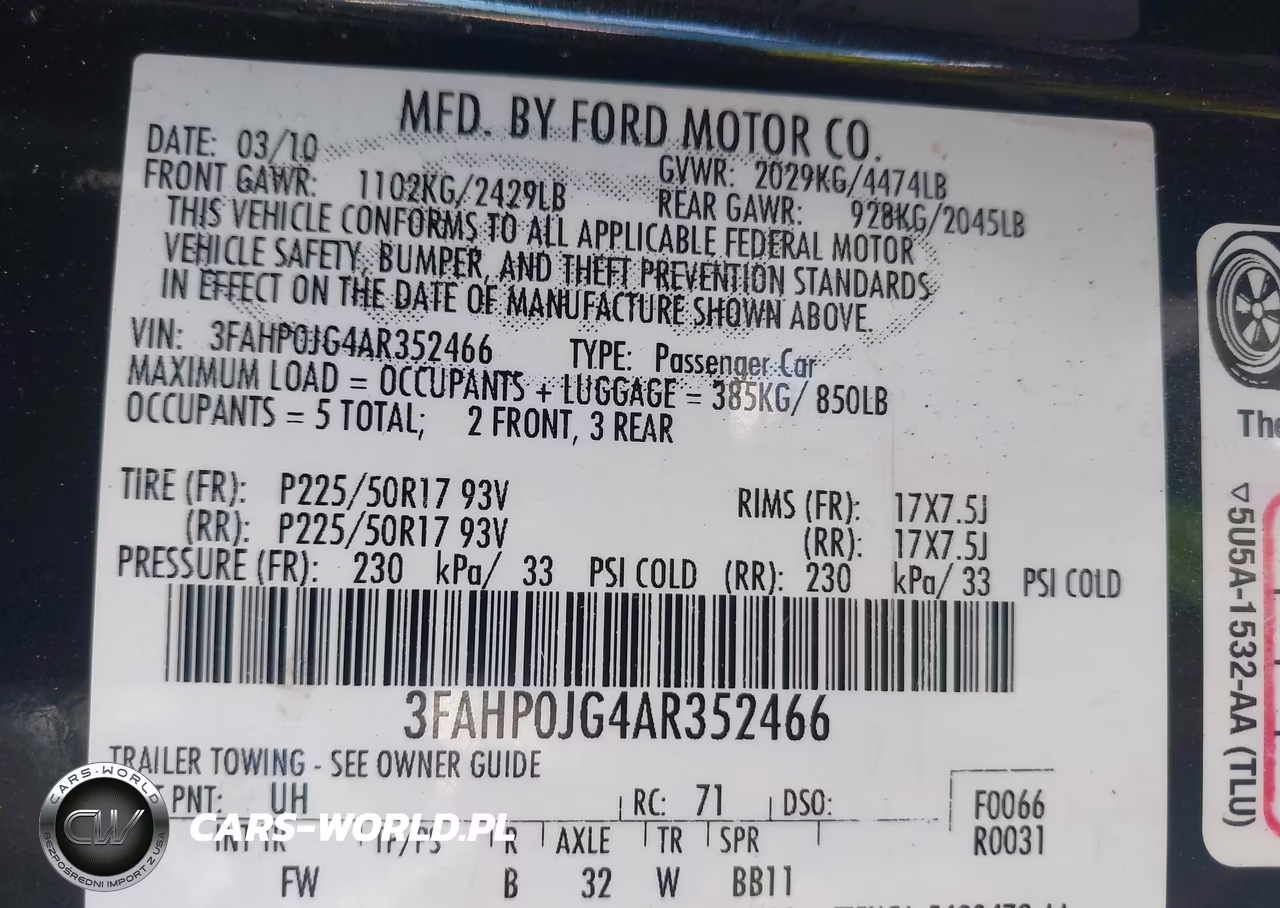 2010 Ford Fusion Sel VIN:3FAHP0JG4AR352466 - 9