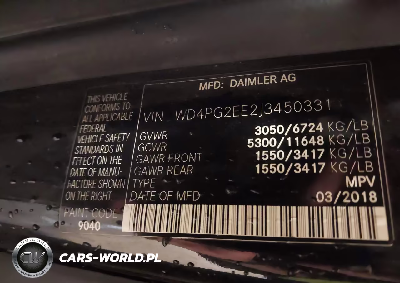 2018 Mercedes-Benz Metris VIN:WD4PG2EE2J3450331 - 9