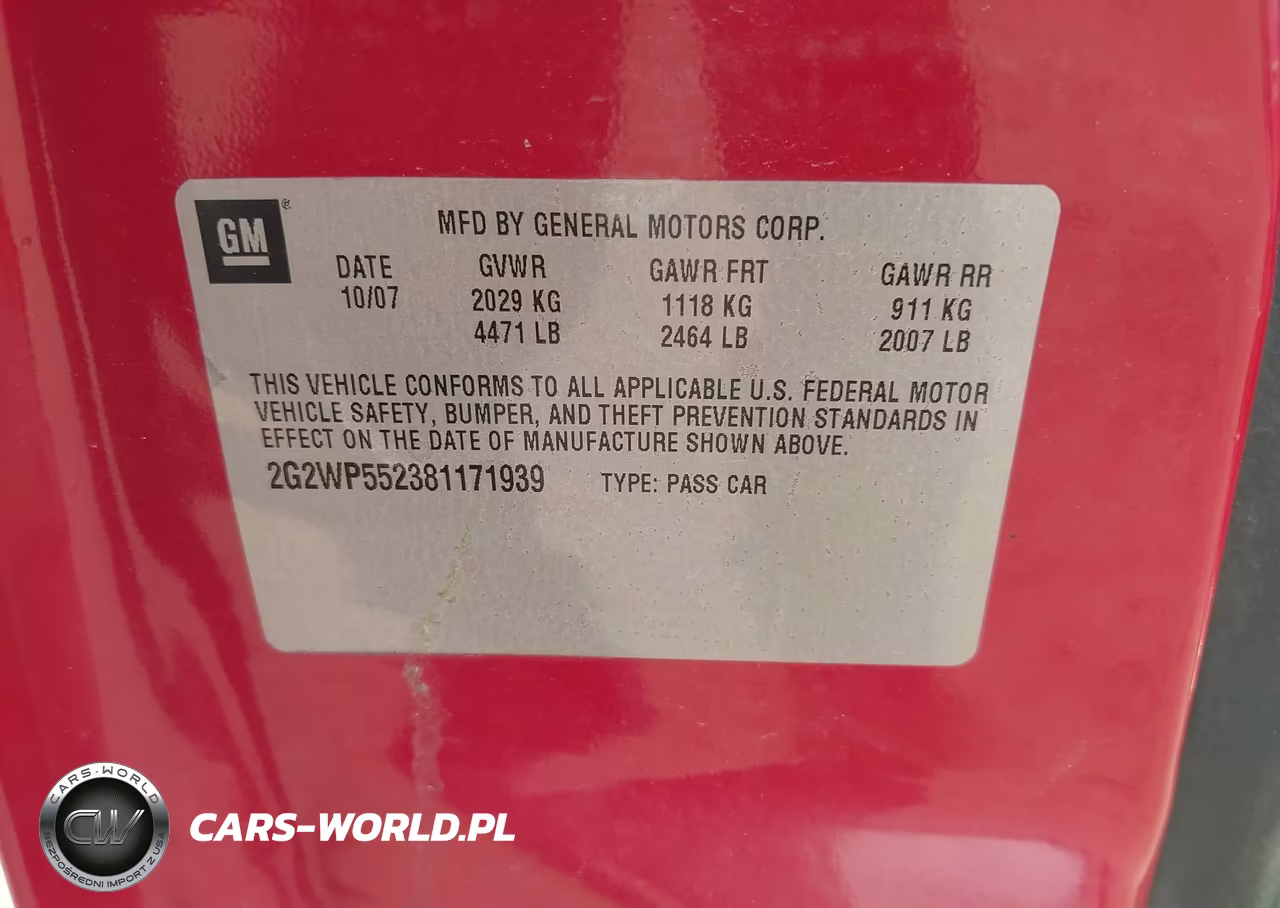 2008 Pontiac Grand Prix VIN:2G2WP552381171939 - 9