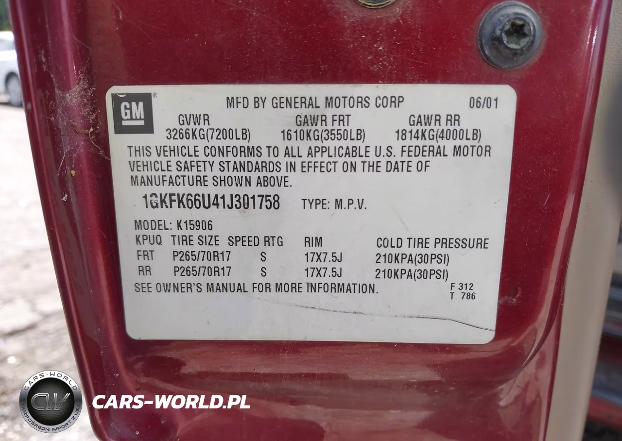 2001 GMC Yukon Xl 1500 Denali VIN:1GKFK66U41J301758 - 9