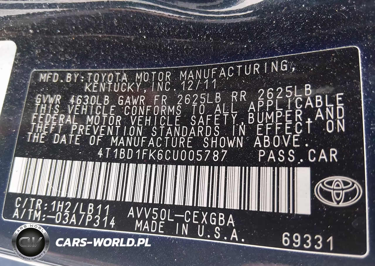 2012 Toyota Camry Hybrid Xle VIN:4T1BD1FK6CU005787 - 9