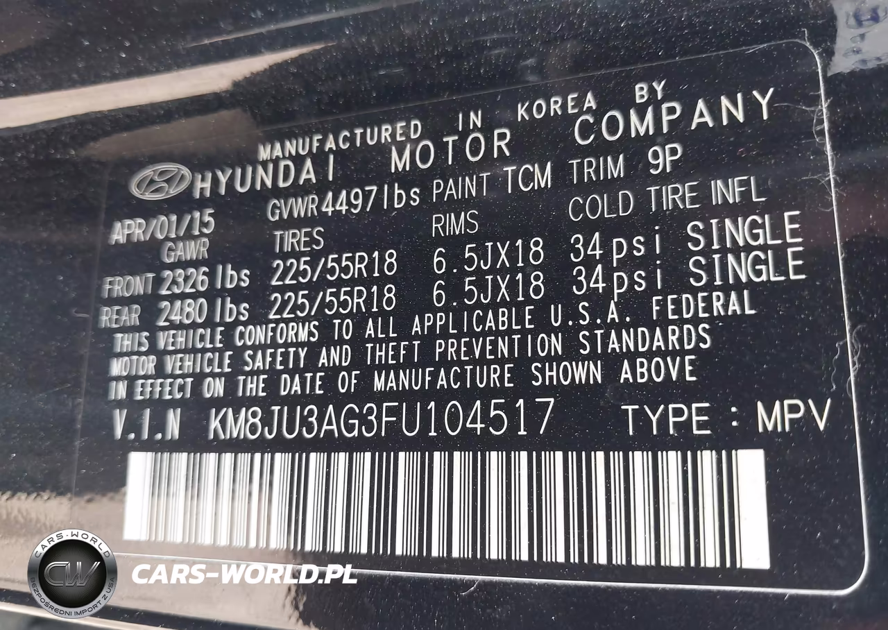 2015 Hyundai Tucson Limited VIN:KM8JU3AG3FU104517 - 9
