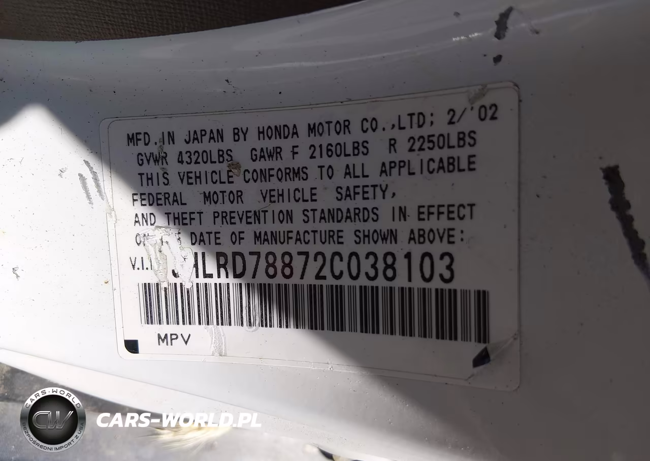 2002 Honda Cr-V Ex VIN:JHLRD78872C038103 - 9