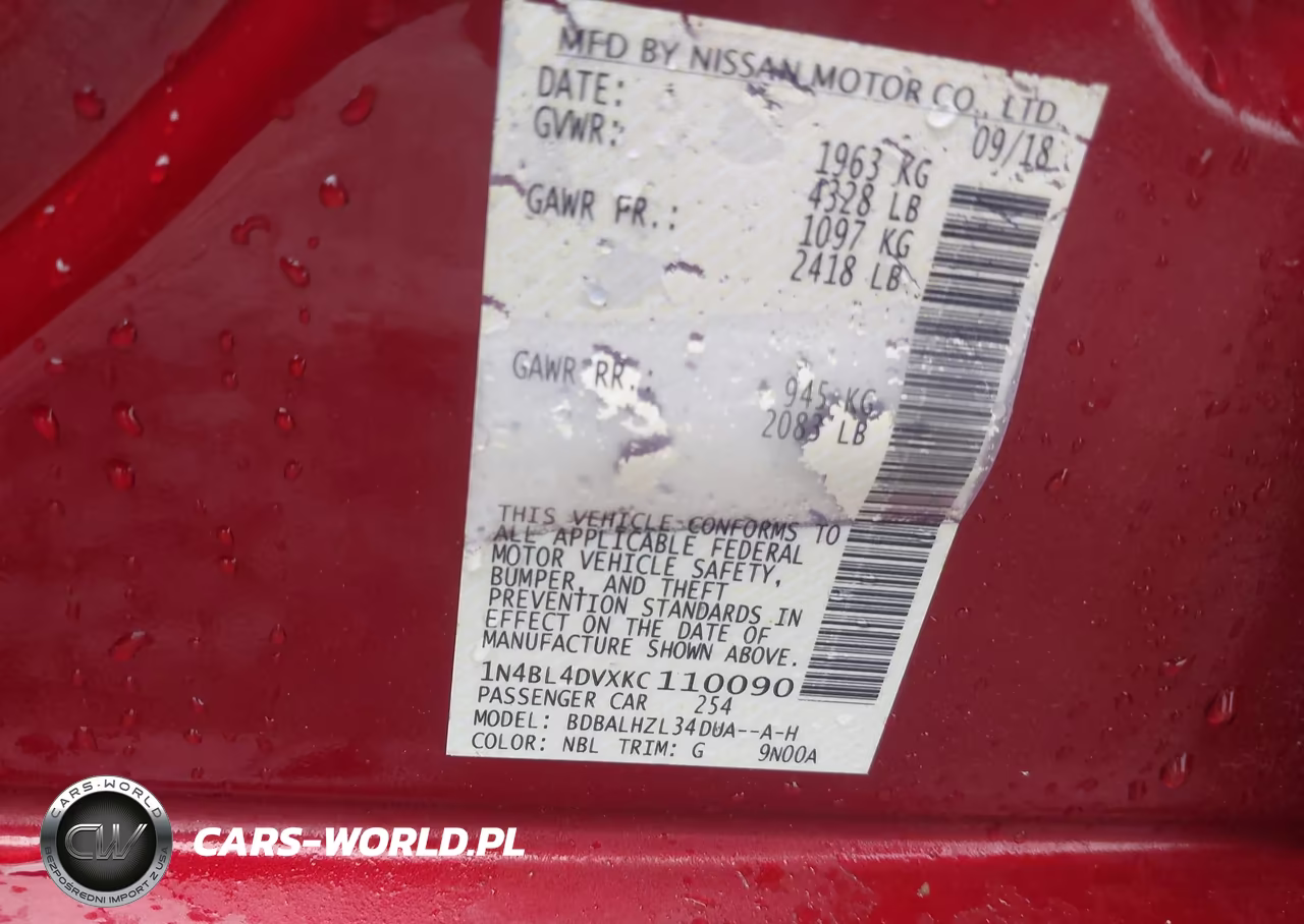 2019 Nissan Altima 2.5 Sv VIN:1N4BL4DVXKC110090 - 9