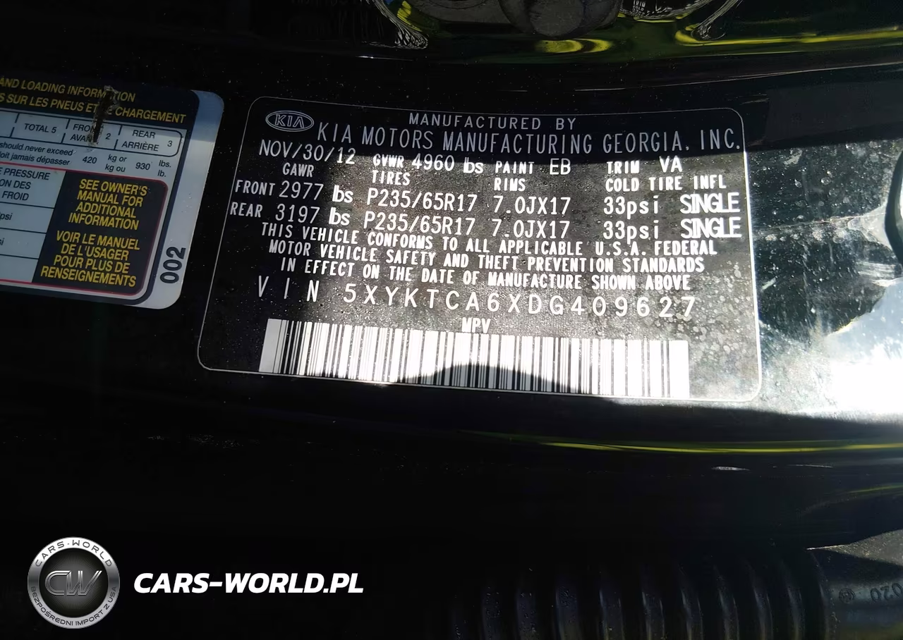 2013 Kia Sorento Lx VIN:5XYKTCA6XDG409627 - 9