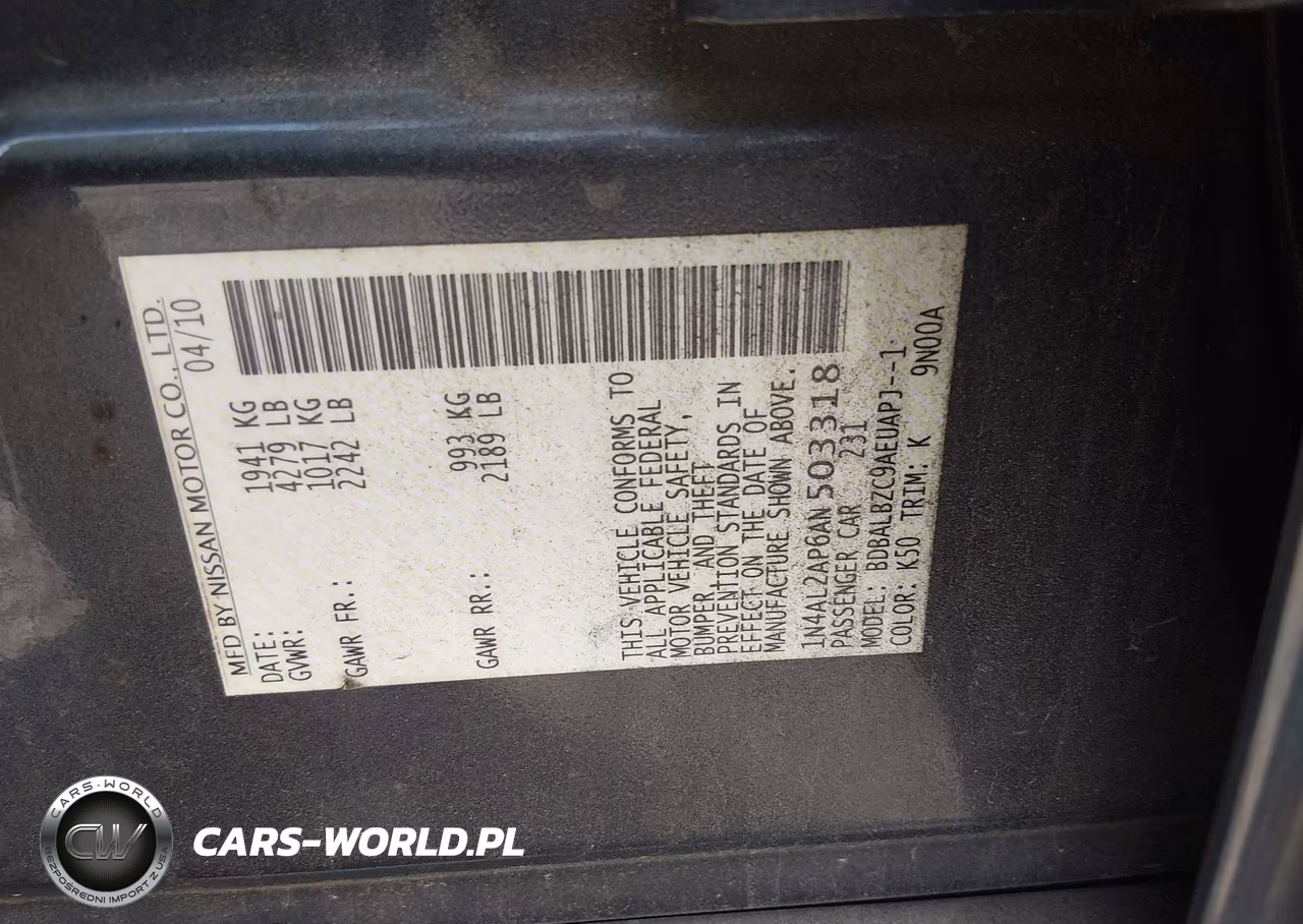 2010 Nissan Altima 2.5 S VIN:1N4AL2AP6AN503318 - 9