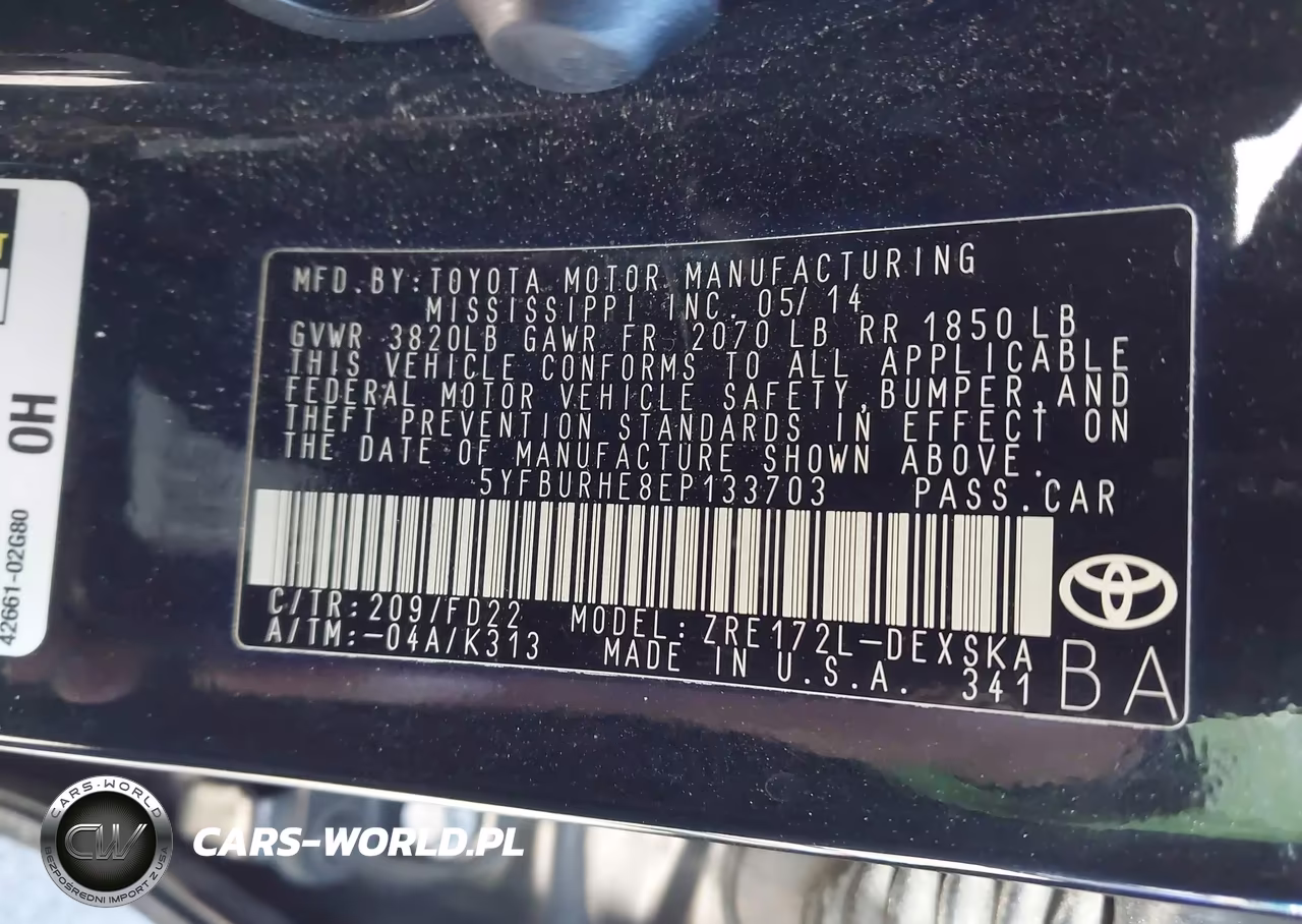 2014 Toyota Corolla S Plus VIN:5YFBURHE8EP133703 - 9