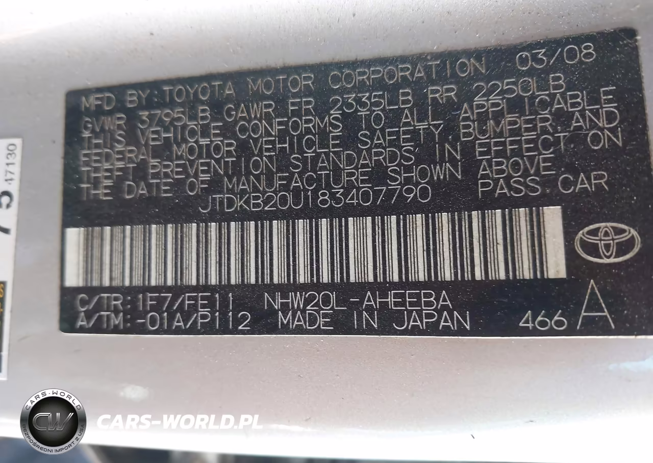 TOYOTA PRIUS VIN:JTDKB20U183407790 - 9