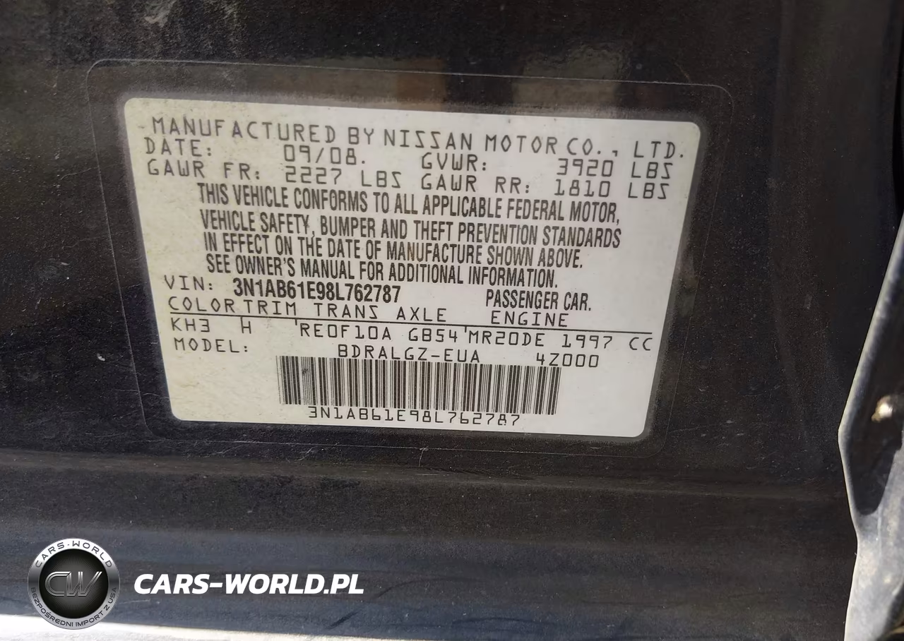 2008 Nissan Sentra 2.0 Sl VIN:3N1AB61E98L762787 - 9