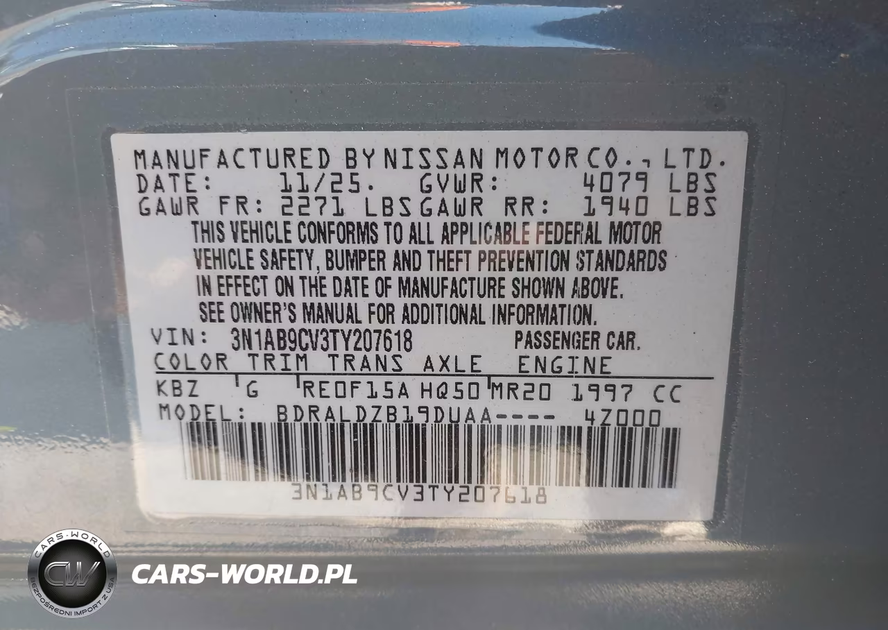 2026 Nissan Sentra Sv VIN:3N1AB9CV3TY207618 - 9