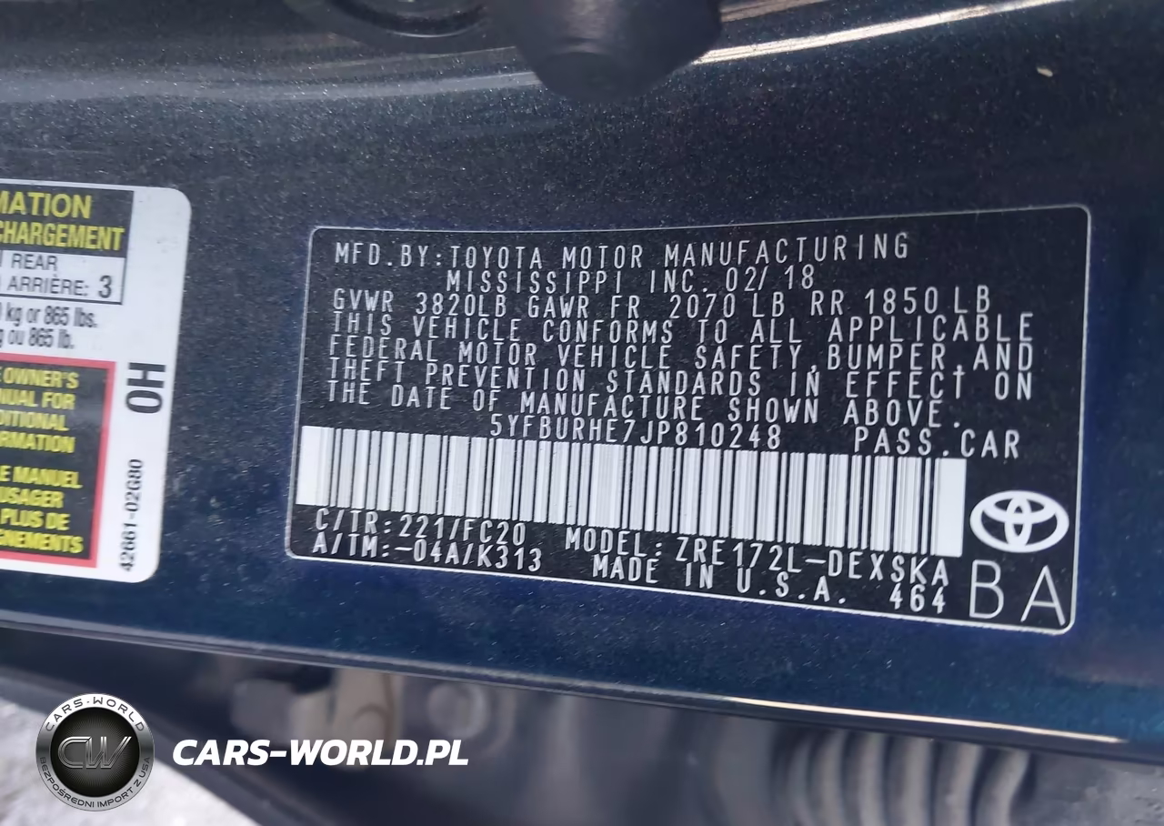 2018 Toyota Corolla Se VIN:5YFBURHE7JP810248 - 9