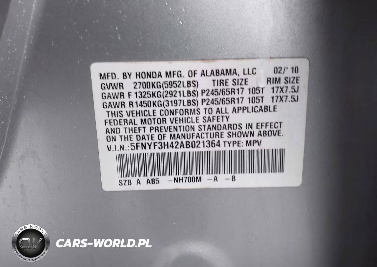 2010 Honda Pilot Ex VIN:5FNYF3H42AB021364 - 9