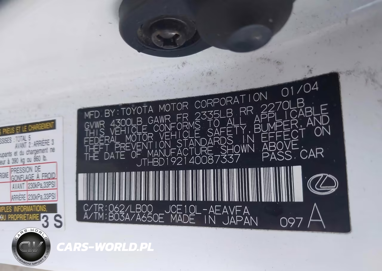 2004 Lexus Is 300 VIN:JTHBD192140087337 - 9