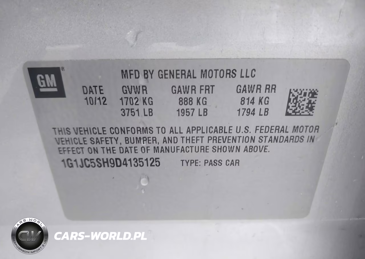 2013 Chevrolet Sonic Lt Auto VIN:1G1JC5SH9D4135125 - 9
