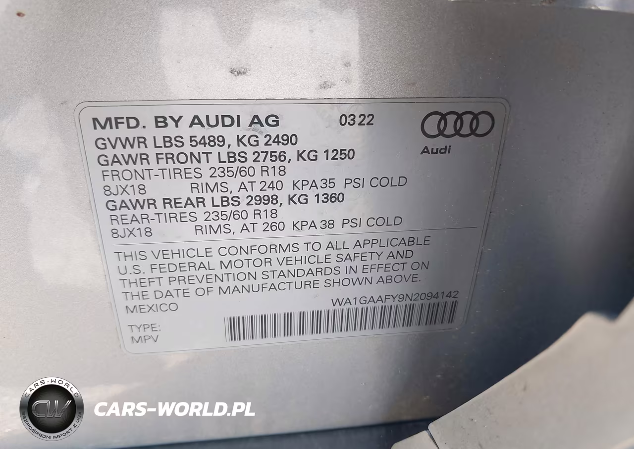 2022 Audi Q5 Premium 45 Tfsi S Line Quattro S Tronic VIN:WA1GAAFY9N2094142 - 9
