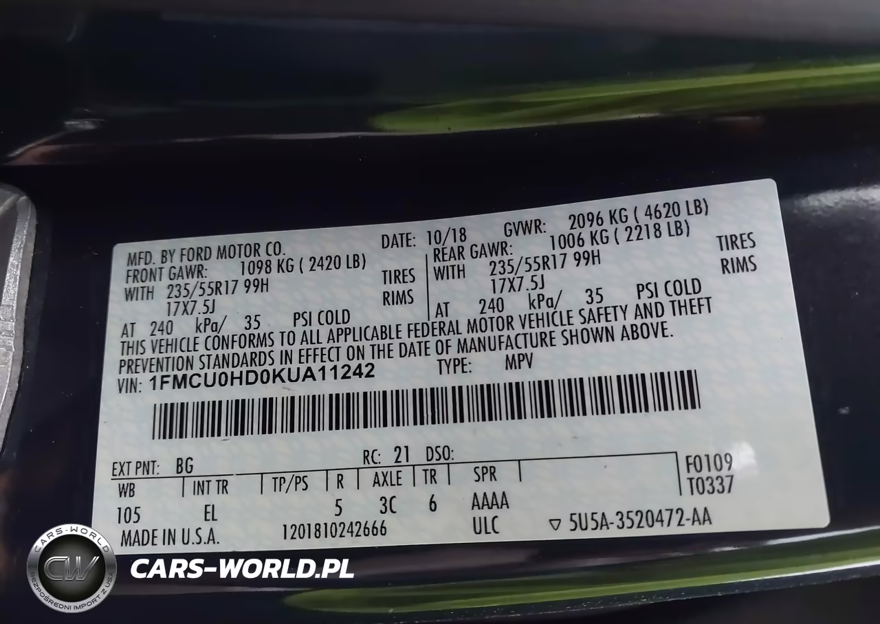 2019 Ford Escape Sel VIN:1FMCU0HD0KUA11242 - 9