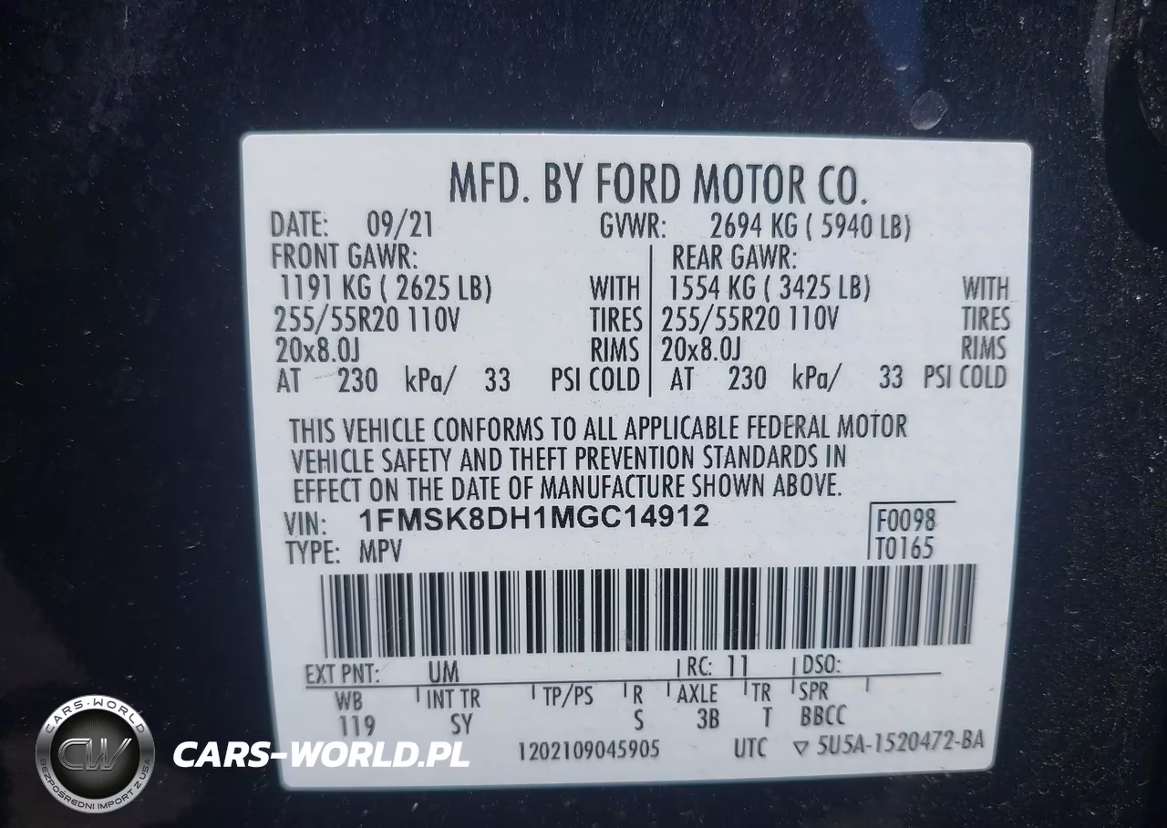 2021 Ford Explorer Xlt VIN:1FMSK8DH1MGC14912 - 9