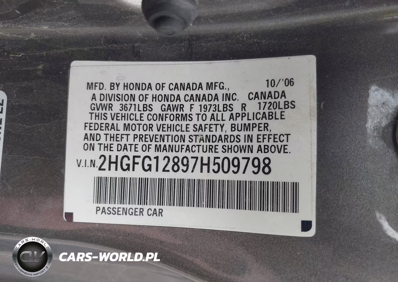 2007 Honda Civic Ex VIN:2HGFG12897H509798 - 9