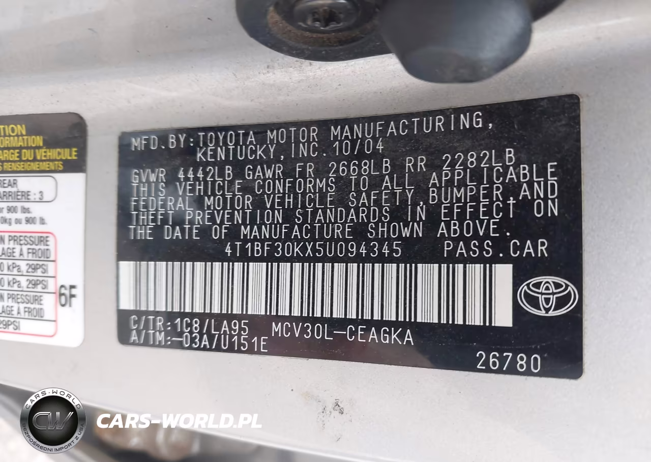 2005 Toyota Camry Xle V6 VIN:4T1BF30KX5U094345 - 9