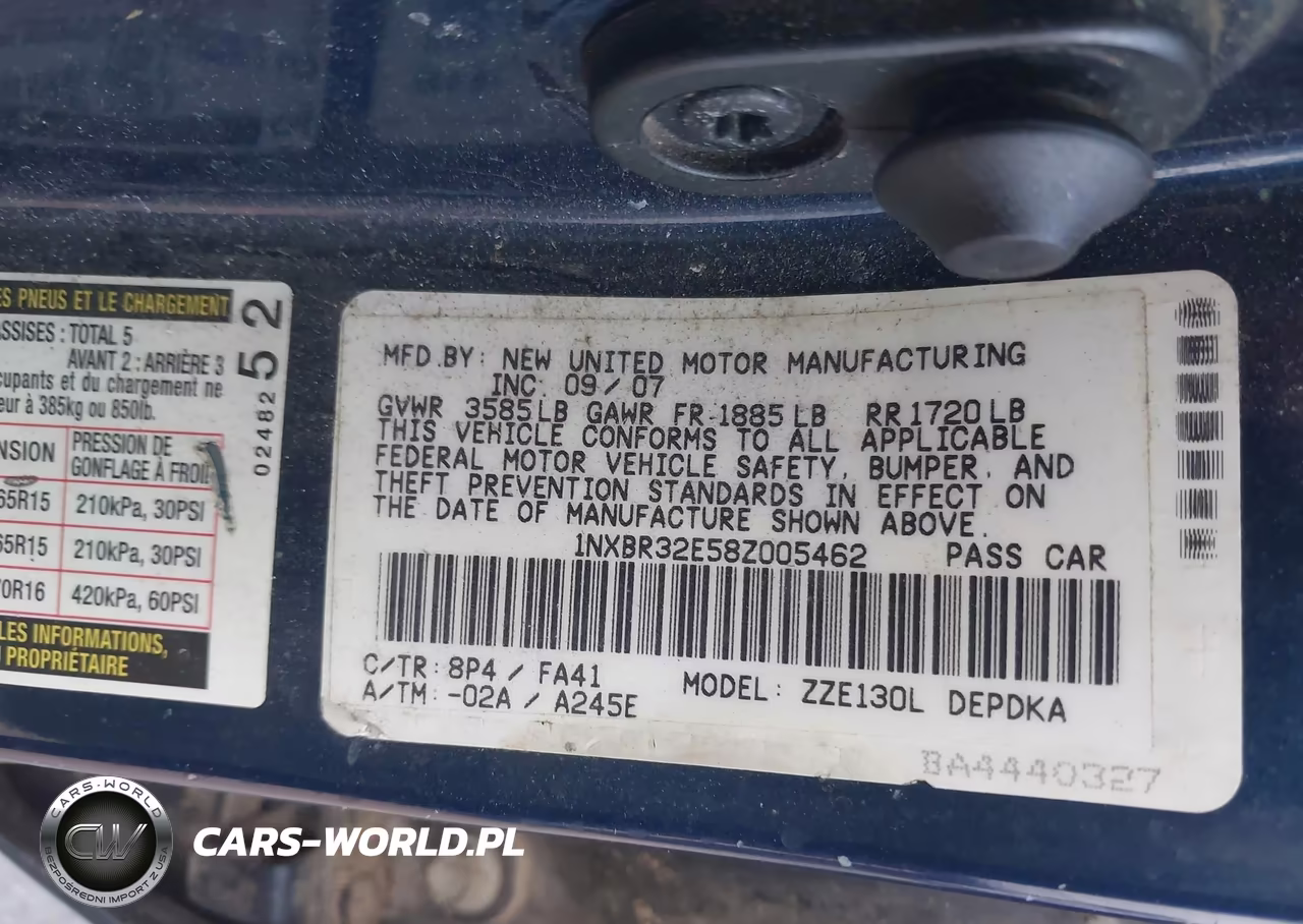 2008 Toyota Corolla Ce VIN:1NXBR32E58Z005462 - 9