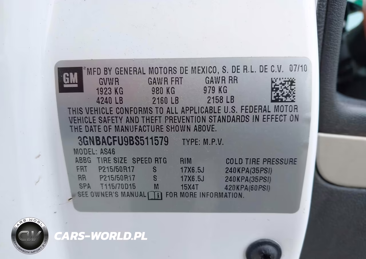 2011 Chevrolet Hhr Lt VIN:3GNBACFU9BS511579 - 9