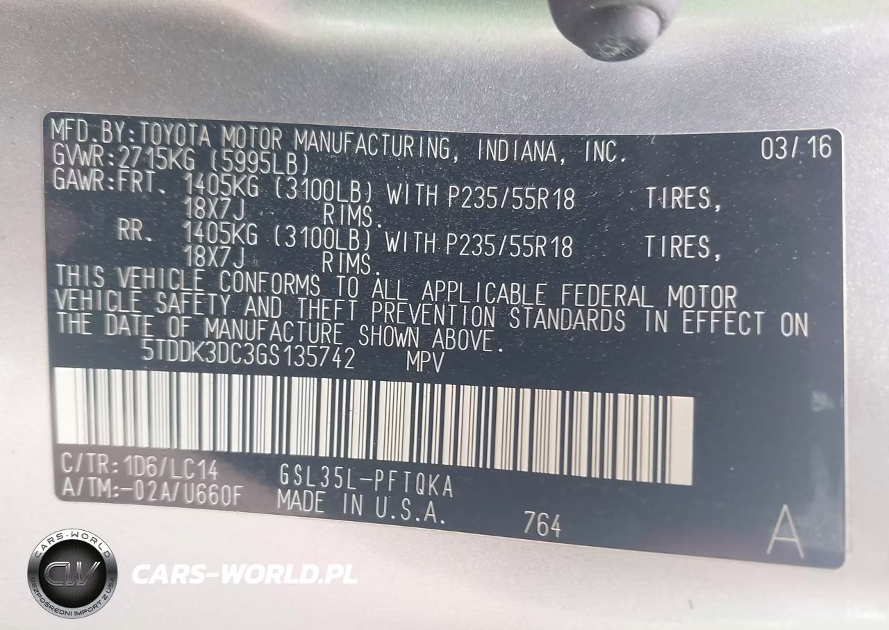 2016 Toyota Sienna Xle Premium 7 Passenger VIN:5TDDK3DC3GS135742 - 9