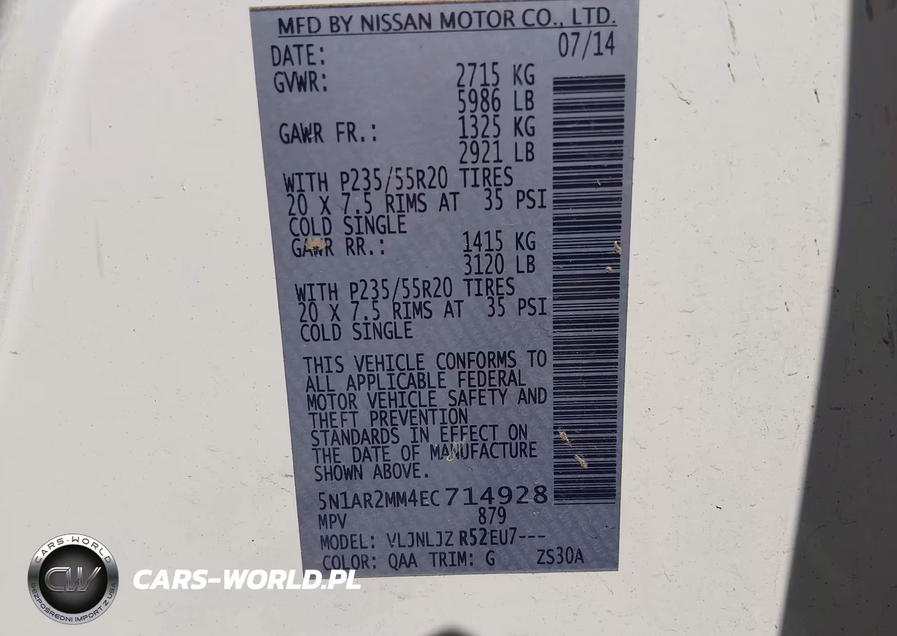 2014 Nissan Pathfinder Platinum VIN:5N1AR2MM4EC714928 - 9