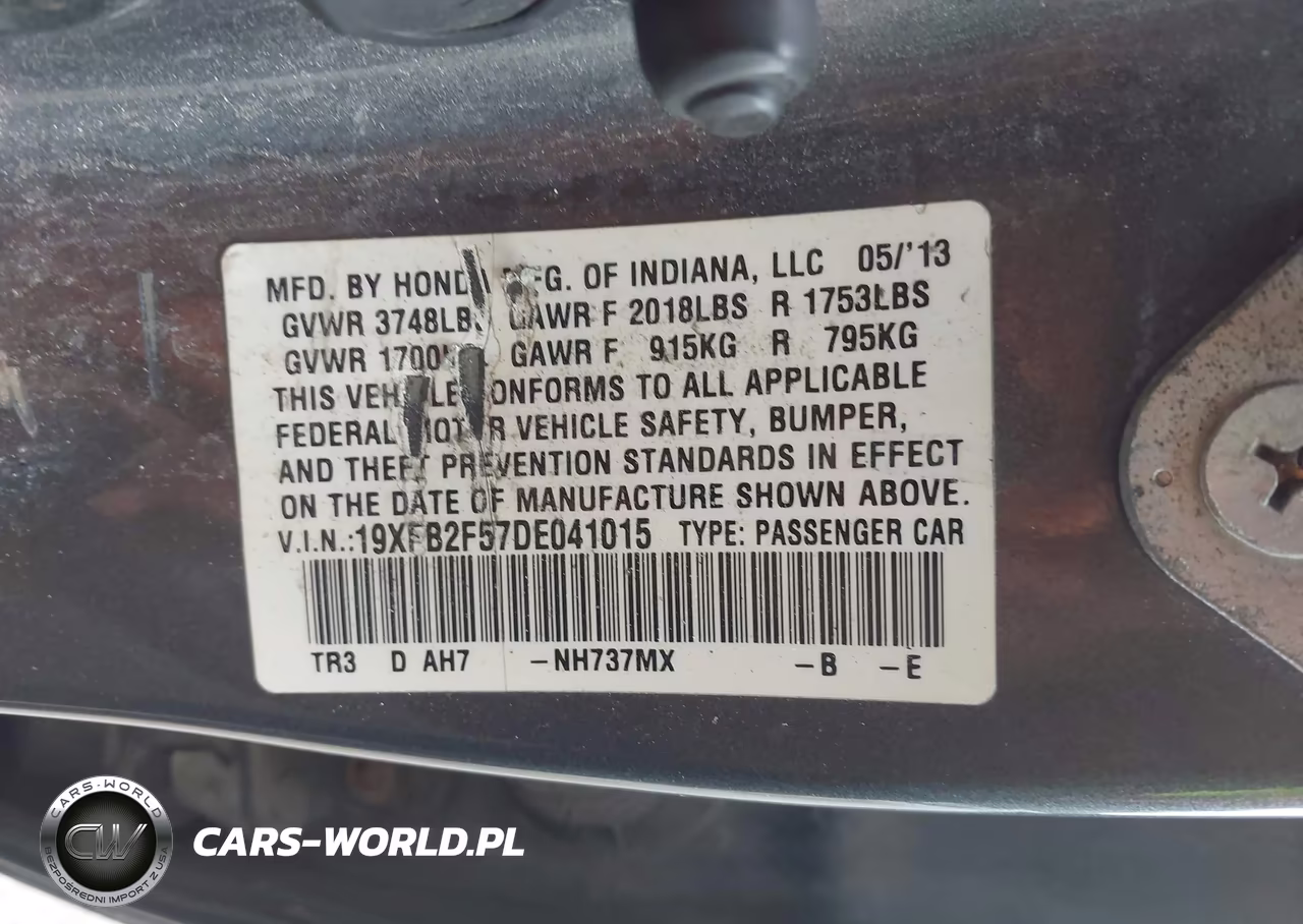 2013 Honda Civic Lx VIN:19XFB2F57DE041015 - 9