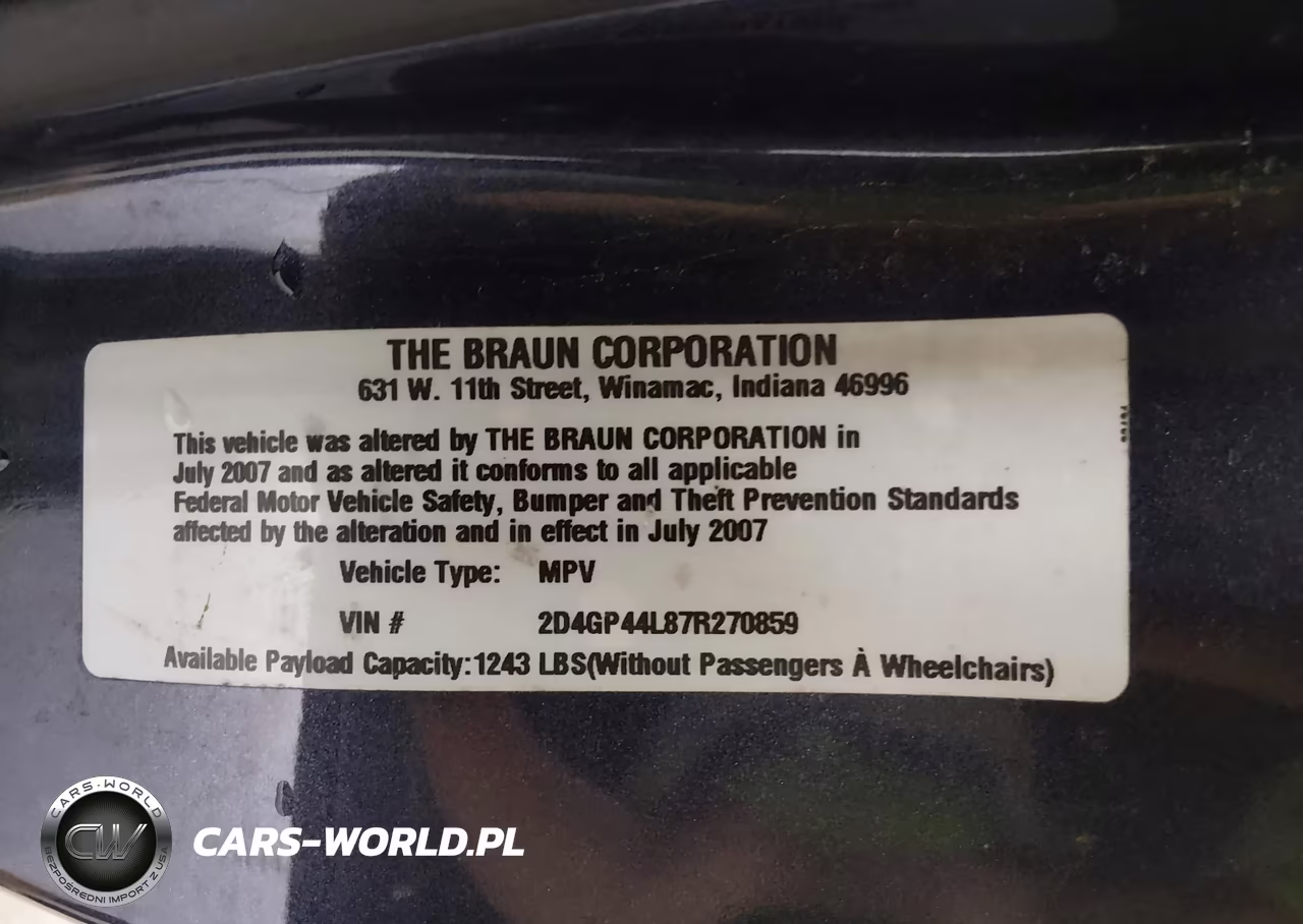 2007 Dodge Grand Caravan Sxt VIN:2D4GP44L87R270859 - 9