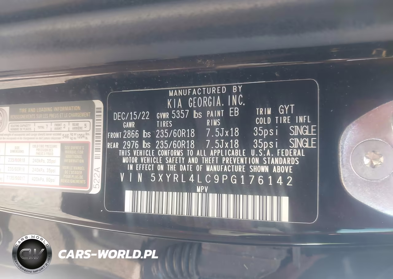 2023 Kia Sorento S VIN:5XYRL4LC9PG176142 - 9