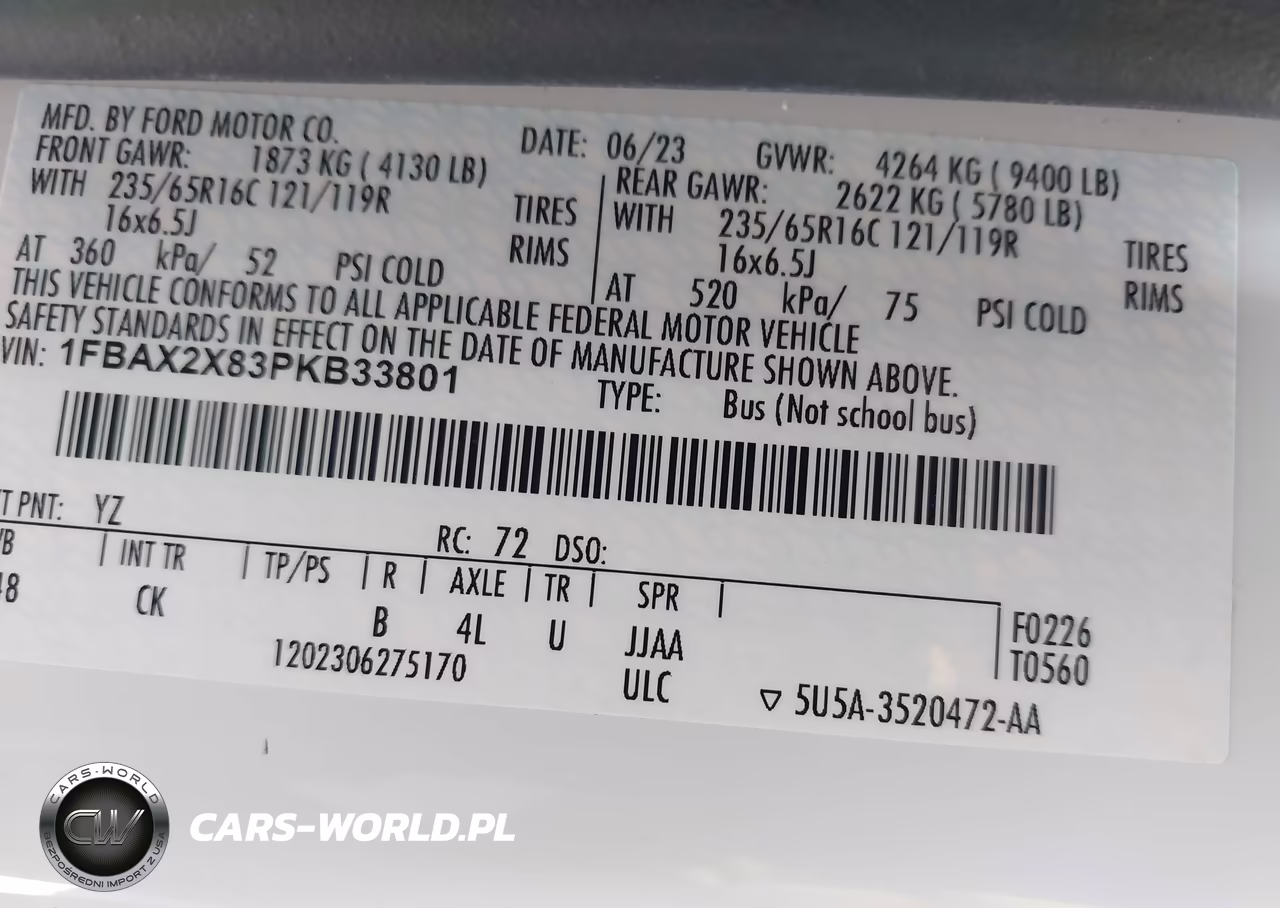 2023 Ford Transit-350 Passenger Van Xlt VIN:1FBAX2X83PKB33801 - 9