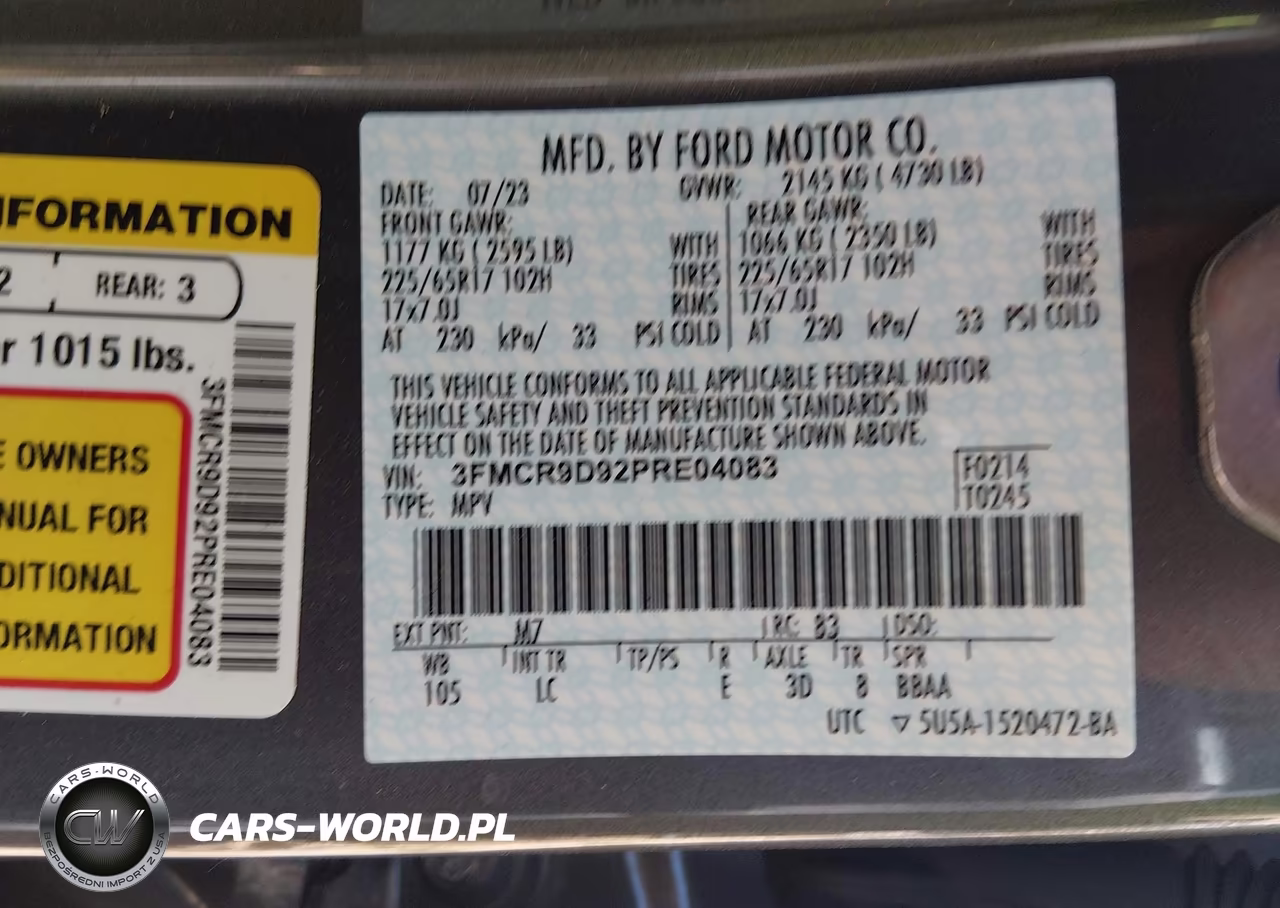 2023 Ford Bronco Sport Badlands VIN:3FMCR9D92PRE04083 - 9