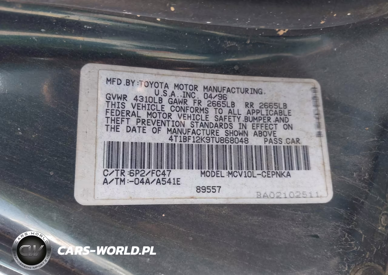 1996 Toyota Camry Le-Xle-Se VIN:4T1BF12K9TU868048 - 9