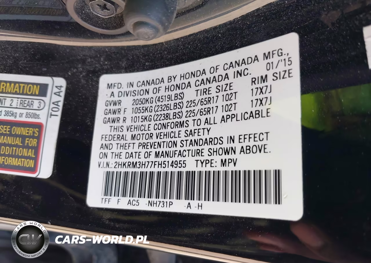 2015 Honda Cr-V Ex-L VIN:2HKRM3H77FH514955 - 9