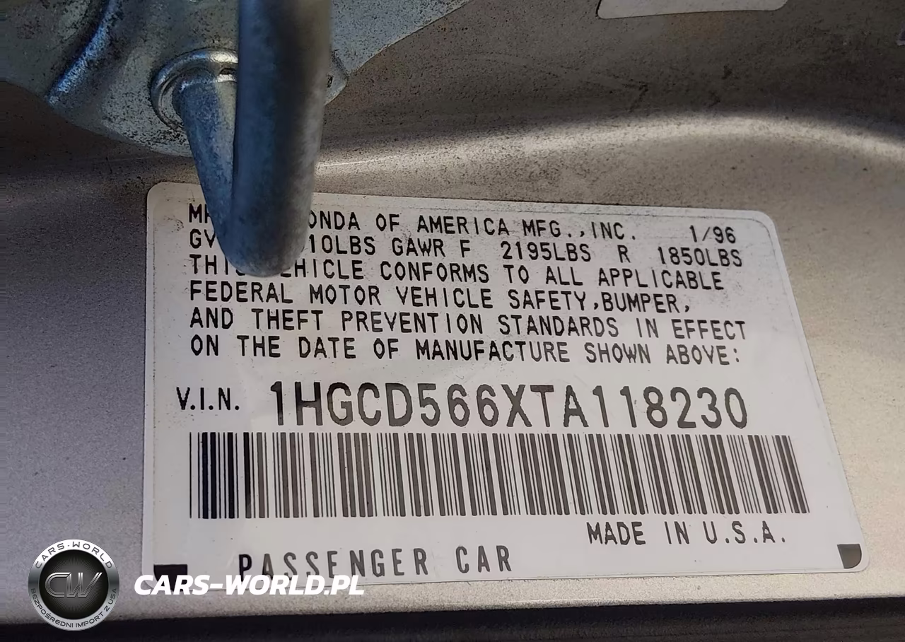 1996 Honda Accord Ex VIN:1HGCD566XTA118230 - 9
