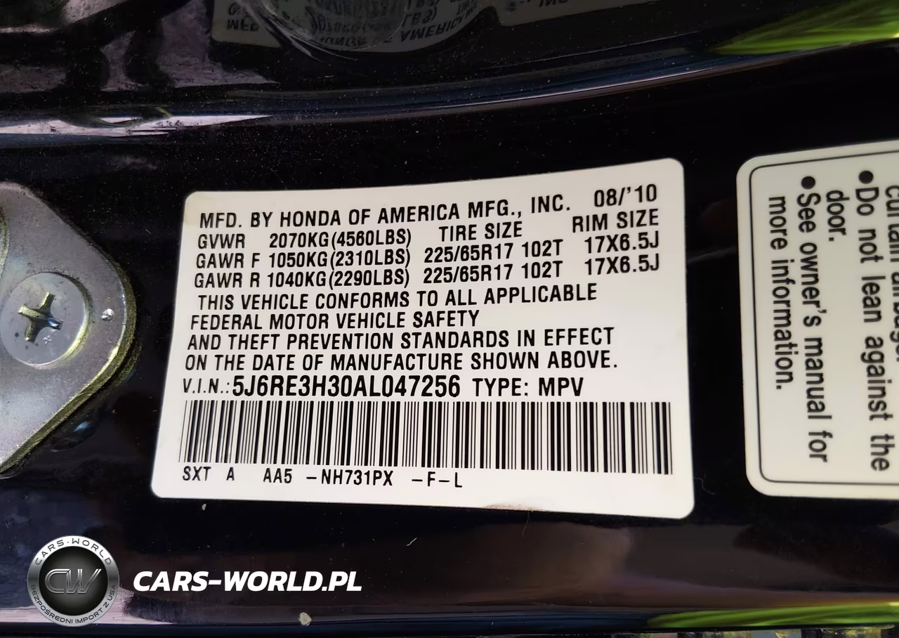 2010 Honda Cr-V Lx VIN:5J6RE3H30AL047256 - 9